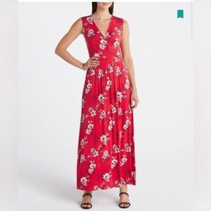 41 hawthorn beatriz maxi dress with side slit 41 HAWTHORN Women's Beatriz Maxi Dress Floral Black Side Slit Size Small Petite